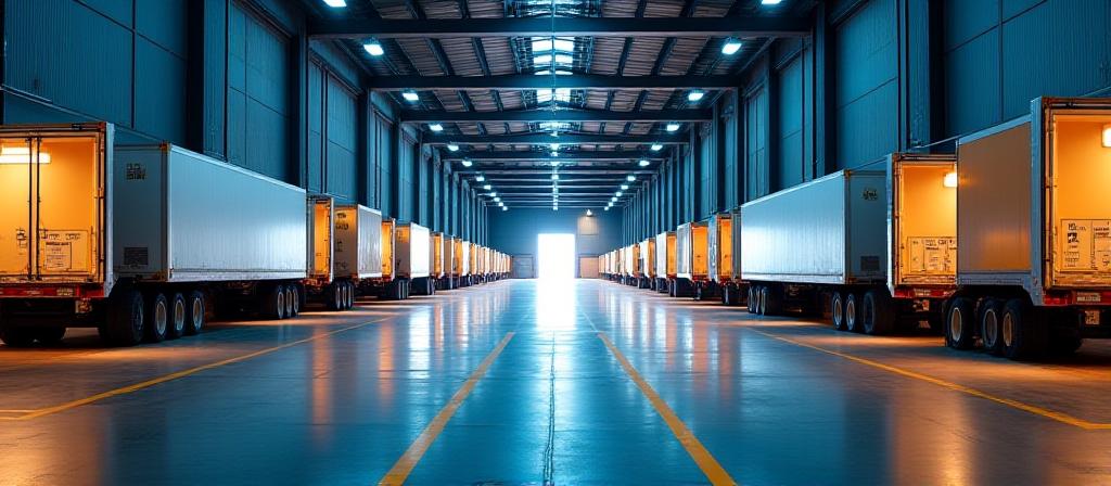 Active cross-docking terminal with forklifts and loading docks